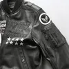 Siyah AVIREX ABD erkekler hakiki deri ceketler 109 Perçin standı yaka MA1 uçuş bombacı deri ceketler