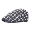 Spring Summer Men Women Plaid Cotton Beret Flat Drivin Ivy hoeden Newboy Cap Zwart Wit Printing Fashion Forward Hat Whole4310229