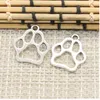 100pcs Tibetan Silver Plated Charms cão Bear Paw pingentes para fazer jóias DIY Handmade liga de zinco ofício 19x17mm