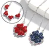 Fashion Women Girls Alloy Necklace Creative Red Blue Double Sided Four Heart Clover Pendant Lucky Grass Clavicle Chain Necklaces