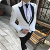 Erkek Takımları Gri Blazer İş + Vest Yaka Örgün Slim Fit Düğün Suit Damat Giyim Custom Made Smokin Sağdıç Balo Ceket + Pantolon Peaked