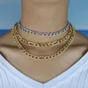 35 + 10 cm Iced Out Miami Curb Cuban Link Łańcuch Micro Pave White Rainbow Kolorowe CZ Choker Naszyjniki Hip Hop Kobiety Biżuteria