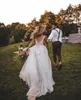 2020 NY SEXY SOACE DEEP V Neck Backless Beach Wedding Dress Sweep Train Tulle Sleeveless Boho Bridal Dresses 888915089