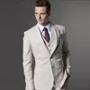 Mükemmel Bej Damat smokin Notch Yaka Slim Fit Man Düğün 3 Adet Suit Erkekler İş Yemeği Balo Blazer (Ceket + Pantolon + Kravat + Yelek) 597