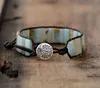 Новый Bohemia Bractelet Amazonite Одноразовый браслет из кожи Wrap Semi Dreacious Coney Beiced Maint браслет Dropshipping