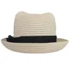 Women's Girl's Vintage Cat Ear Bowler Straw Hat Sun Summer Beach Roll-up Bowknot Cap