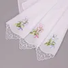 5PCS Vintage Cotton White Floral Handkerchief Girl Napkin Embroidered Women Napkin Embroidered Butterfly Lace Flower Handkerchief