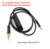 3.5mm Black Audio Cable Inline Control for Logitech G633 G933 Or For Logitech Astro A10 A40 G233 G433 Gaming Headset Headphone