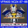 Kropp för Honda RVF400R VFR400RR RVF400RR VFR400R 1987 1988 267HM.45 VFR400 R NC24 V4 RVF VFR 400 R Red Black New VFR 400R 87 88 Fairing Kit