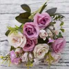 13heads шелковых роз Невеста букет Свадебной рождественские украшения для дома вазы кашпо искусственных цветов