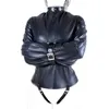 Camicia di forza da donna Gimp Bag Harness PU Leather Camicia di forza Bondage Restraint Coppia adulta Gioco Giacca dritta Adulti Sex Toy Y191203