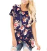 قميص المرأة الملابس الزهور عقدة قمم عارضة قصيرة الأكمام قمصان الصيف الزهور تيز المطبوعة الأزياء blusas vestidos زي الملابس B4992