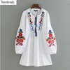 L616 Automne Mode Femmes Floral Broderie O Cou Fringe Déco Dress Dames Casual Couleur Blanc Couleur Robes à manches longues Vestidos MX190725