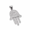 Pendant Necklaces Gold Silver Fatima Hamsa Hand Bling CZ Iced Out Charm Cuban Chain For Women Mens Hip Hop Jewelry4682081