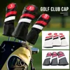 3PCS Golf Head Covers Driver Fairway Wood Headcovers Black Red White Vintage PU Leather 1 3 5 Driver Fairway Head Covers