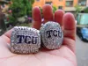 2PCS 2014 2016 TCU Horned Frogs Big 12 Championship Ring Set Souvenir Men Fan Gift Wholesale 2024