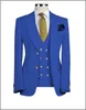 Royal Blue Damat smokin Tepe Yaka Groomsmen Mens Gelinlik Mükemmel Adam Ceket Blazer 3 Adet Suit (Ceket + Pantolon + Vest + Tie) 680