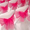 Romantyczny Solidny Kolor Organza Krzesło Sashes Bow Sash Na Wedding and Events Supplies Party Decoration W8613