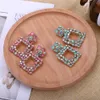 new fashion designer exaggerated vintage geometry round circular diamond colorful rhinestone crystal pendant stud earrings for women girls