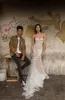 New Liz Martinez Lace Mermaid Wedding Dresses Sweetheart Backless Bridal Gowns Applique Front Split Beach Wedding Dress315p