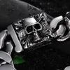 High Polished Punk Vintage 316L Stainless Steel Braclets For Men Ghost Head Skull Bangle Fashion Jewelry