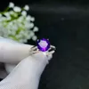 CoLife Jewelry amethyst silver ring for party 6mm natural VVS grade amethyst 925 silver gemstone ring birthday gift for young girl