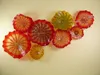 Artistic Orange Flower Plates Wall Art for Home Decoration Modern Glass Fixture Murano Flower Glass Hanging Plates Wall Art