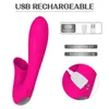 Vibrador de punto G con lengua estimulador de clítoris consolador recargable vibrador impermeable juguete sexual de silicona para mujeres pareja Y191220