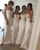 2020 långa sjöjungfrun brudtärna klänningar spets 3d applikationer blommor land sopa tåg satin bröllop gäst klänning plus storlek piga av ära klänningar