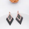 Orecchini pendenti a forma di diamante geometrico in acciaio inossidabile Orecchini impilabili in oro rosa nero7453345