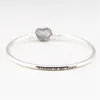 Bangles Smycken 925 Sterling Silver Bangle med hjärtformad lås och Clear CZ Armband Bangles för kvinnor Mode Fine Smycken Partihandel