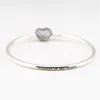 Bangles Jewelry 925 Sterling Silver Bangle with Heart-shaped Clasp and Clear CZ Bracelets Bangles for Women fashion fine jewelry w275f