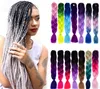 Syntetiska flätor Hårfärg Kanekalon Hair 24Inch 100g / Pack 63 Färger Ombre Crochet Braiding Hair Extensions Afrikansk frisyr