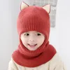 New Winter Baby Hat Pom Pom Knit Kids Beanies for Kids Girl and Boy Winter Hat Scarf Mask Double Warm Lining Thick Caps7537452