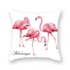 Décoratif jeter taie d'oreiller été flamant rose fleur feuille impression taie d'oreiller pour la maison carré coussin taies d'oreiller 45*45 cm