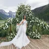 Dankbar Plus-Größe Meerjungfrau Brautkleider Off-Shoulder Full Applized Spitzen-Hochzeitskleid Backles Sweep Zug Custom Made Vestidos de Novia