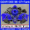 + Tank för SUZUKI GSXR1300 Hayabusa 96 97 98 99 2000 2001 333HM.239 Svartblå GSX R1300 GSXR 1300 1996 1997 1998 1999 00 01 02 Fairings