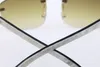 Lunettes sans monture en gros Nouveau blanc à l'intérieur corne de buffle noire avec rayures verticales Lunettes de soleil 8200816 Lunettes unisexes sans monture avec boîte
