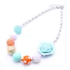 Newest Design Pretty Flower Kid Chunky Necklace Bsst Gift Bubblegume Bead Chunky Necklace Jewelry For Baby Kid Girl