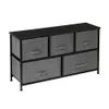 2-Tier Wide Closet Dresser, Nursery Dresser Tower with 5 Easy Pull Fabric Drawers and Metal Frame, Multi-Purpose Organizer Unit for Closets,