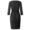 Casual Dresses 2021 Summer Dress Women Solid Black Business Work Office Sashes Knee-length Bodycon Female Vestidos Femme1
