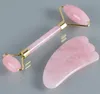 Jade Roller Gua sha set naturale rosa al quarzo rullo guasha per massaggio facciale strumenti per alleviare la tensione muscolare e ridurre la pelle di guarigione del cristallo di bellezza del gonfiore