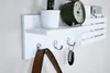 Porte-courrier et livre manteau clé rack mur étagère avec 3 crochets, affichage mural de stockage Ledge, Entrée Salon, 24" x 6" , blanc