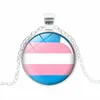 新しいLGBTサインネックレスレインボーパターンカボコンズガラスペンダントチェーンゲイレズビアンビスセクシュアルトランスジェンダープライドファッションジュエリーギフトバルク