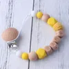 Ny Ins Hot Sale Baby Trä Pärla Pacifier Chain Clips With Cover Foreign Trade Hot Sale Handgjorda Naturligt Spädbarn Baby Nådig Pacifier A7813