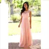2019 новый персик розовый розовый дешевые платья невесты шифон длина пола плиссированная горничная честь платья длинные свадьбы платья