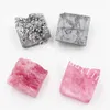 20Pcs 10mm Sqaure Gümüş Melek Aura Titanyum Druzy Geode Akik Kristal küme Cabochons Boyalı Mavi Pembe Ham drusy Taş Cabs DIY Tedarik