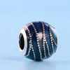 Otantik 925 Gümüş Mavi Vortex Emaye Charm Takı Aksesuarları Avrupa Boncuk Orijinal Kutusu için Pandora Bilezik Bileklik Charms