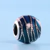 Authentic 925 Silver Blue vortex enamel Charm Jewelry Accessories European Beads Original box for Pandora Bracelet Bangle Charms