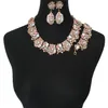 Vintage Statement Necklace Earrings Bracelet Set with Crystal Drag Queen Costume Jewelry for Women Party 7 Colors 1 Set